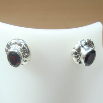 925 sterling silver red Garnet ear-studs setting for women